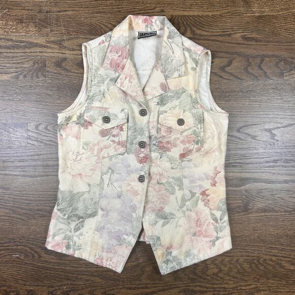 Studio West Vest Womens Small Floral Tapestry Western Button Front Made in USA - Picture 1 of 9